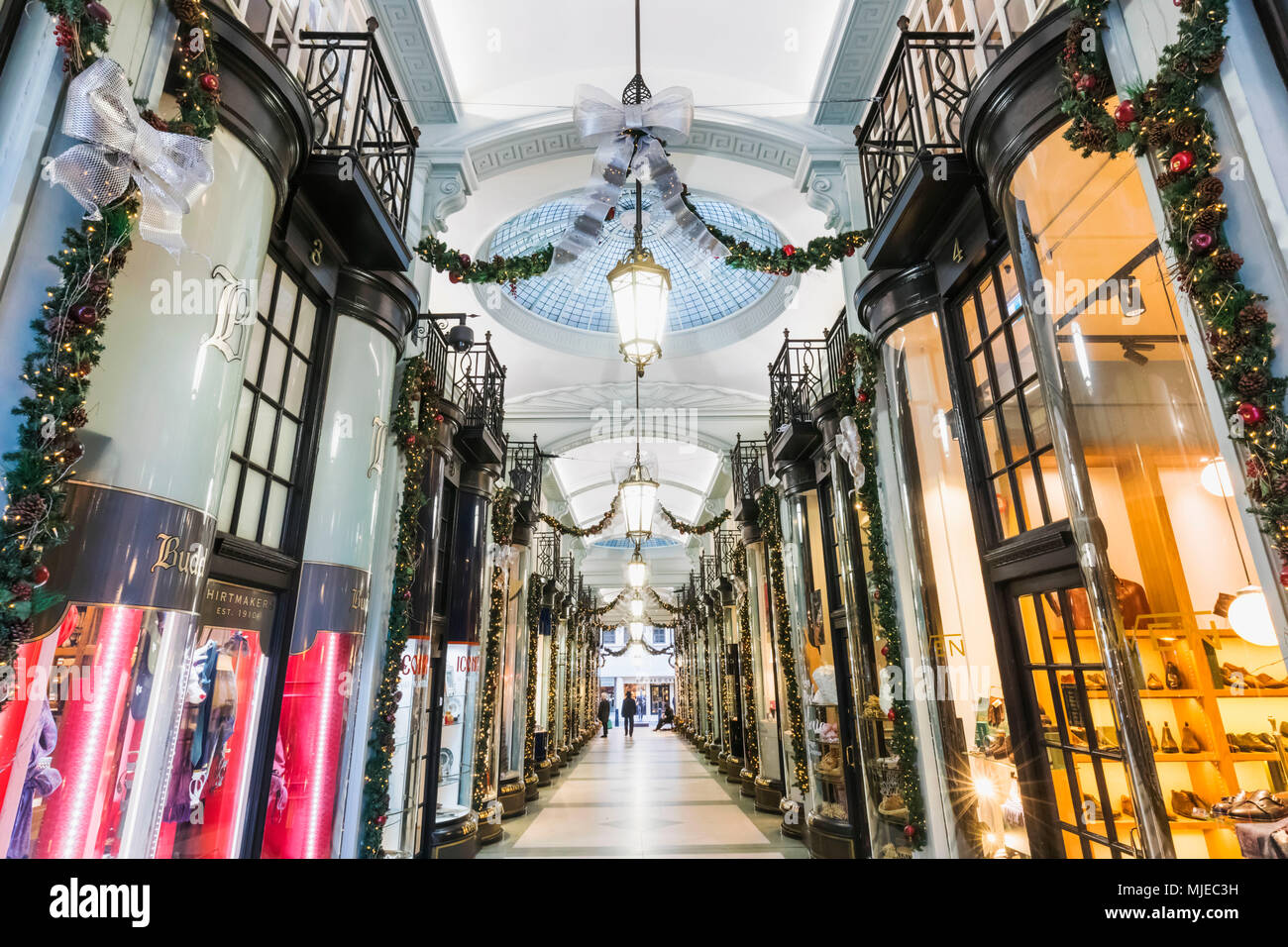 England, London, Piccadilly Arcade with Christmas Decorations Stock Photo Alamy
