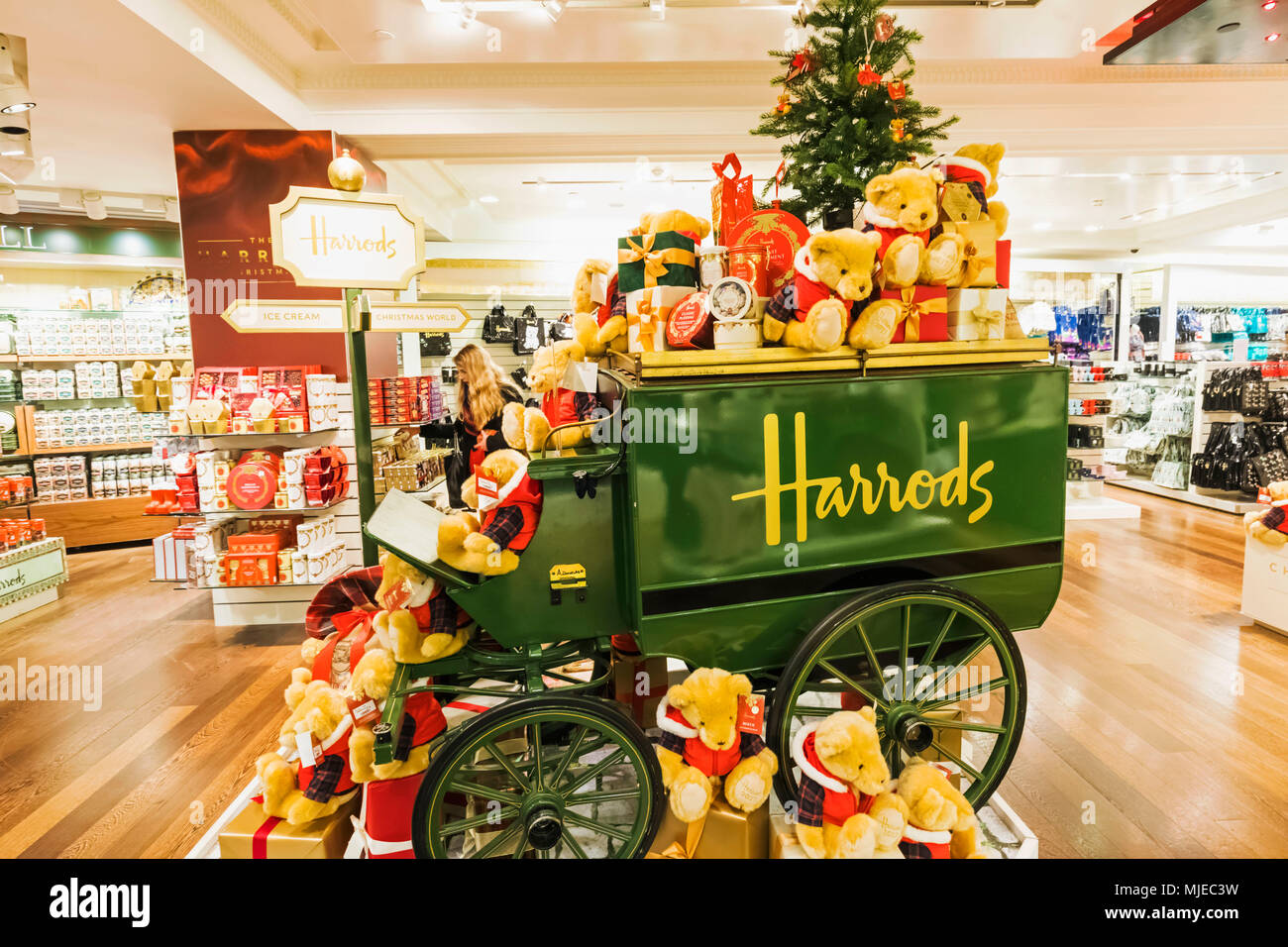 England, London, Knightsbridge, Harrods, Christmas Present Display ...