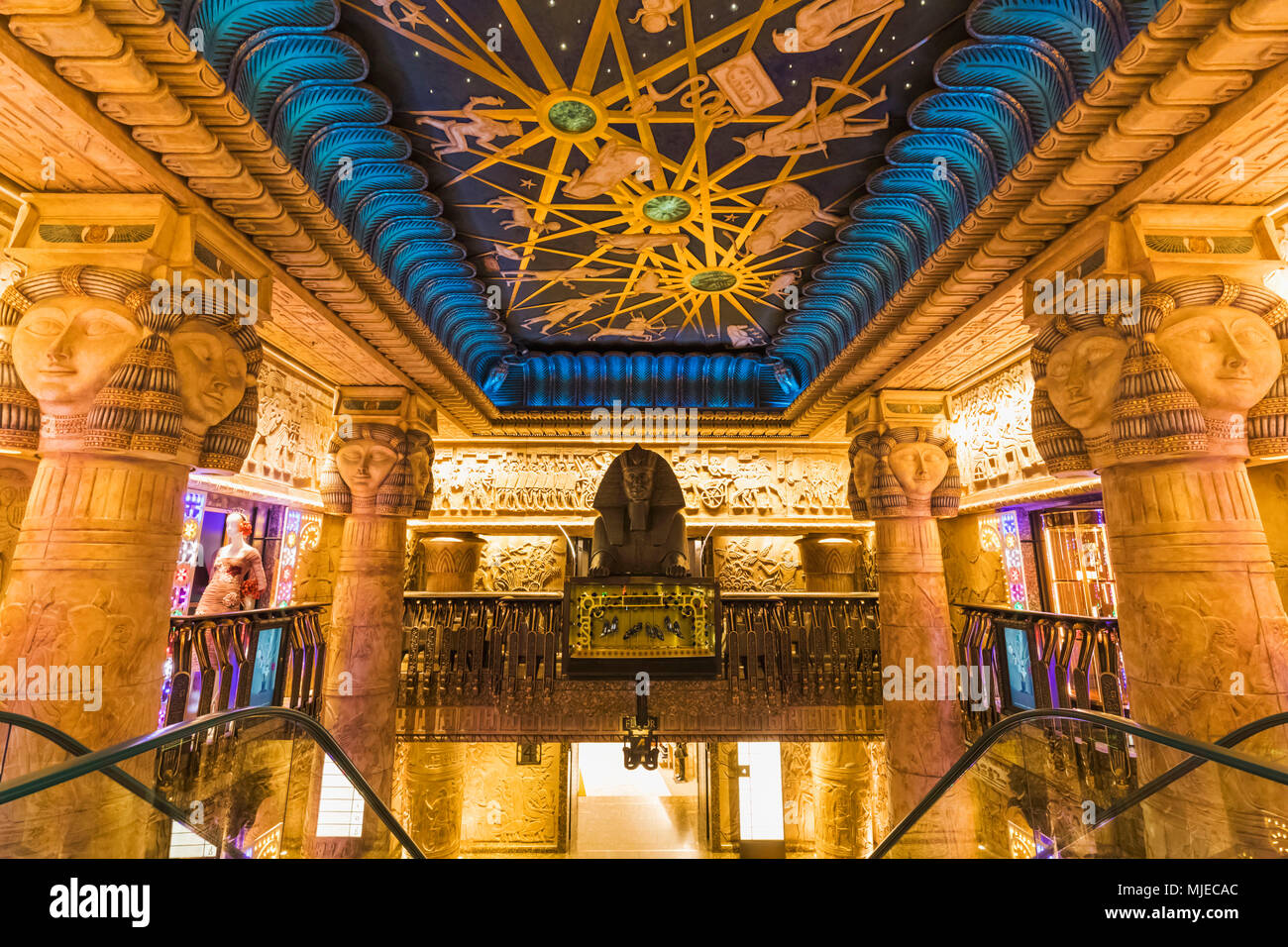 England, London, Knightsbridge, Harrods, The Egyptian Escalator Stock Photo