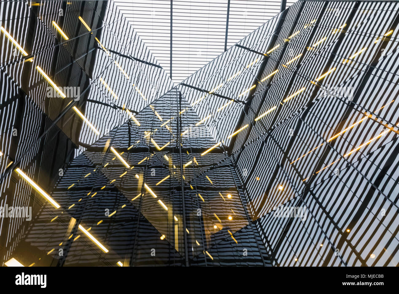 England, London, Southwark, London Bridge City, 6 More London Place Office Building, Atrium Ceiling Stock Photo