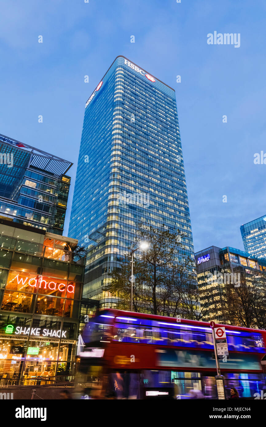 England, London, Canary Wharf, HSBC Building Stock Photo