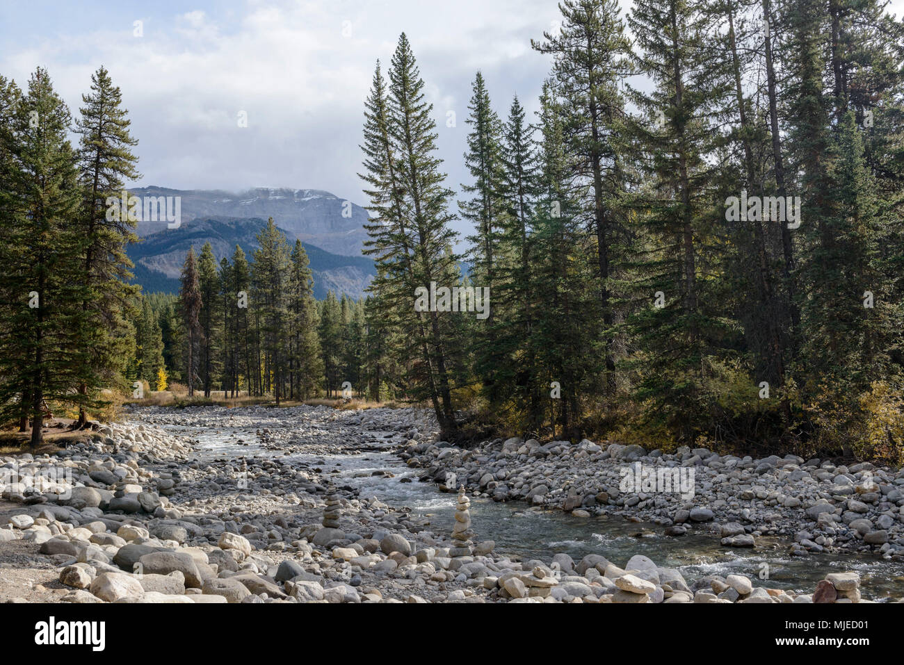 Banff Natioanl Park, Alberta, river, riverbed, rockies, stones Stock Photo