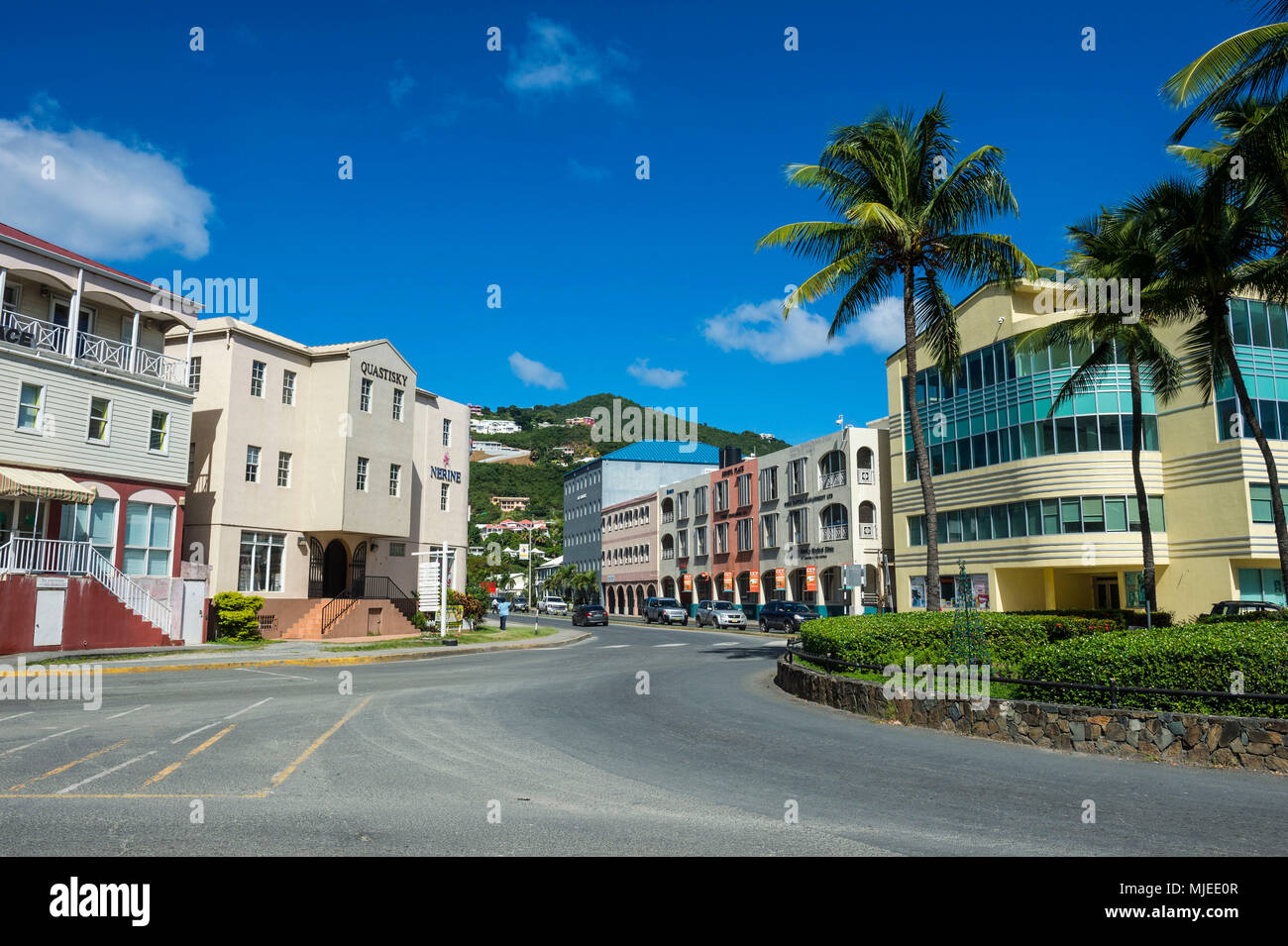 Downtown Roadtown, Tortola, British Virgin Islands Stock Photo