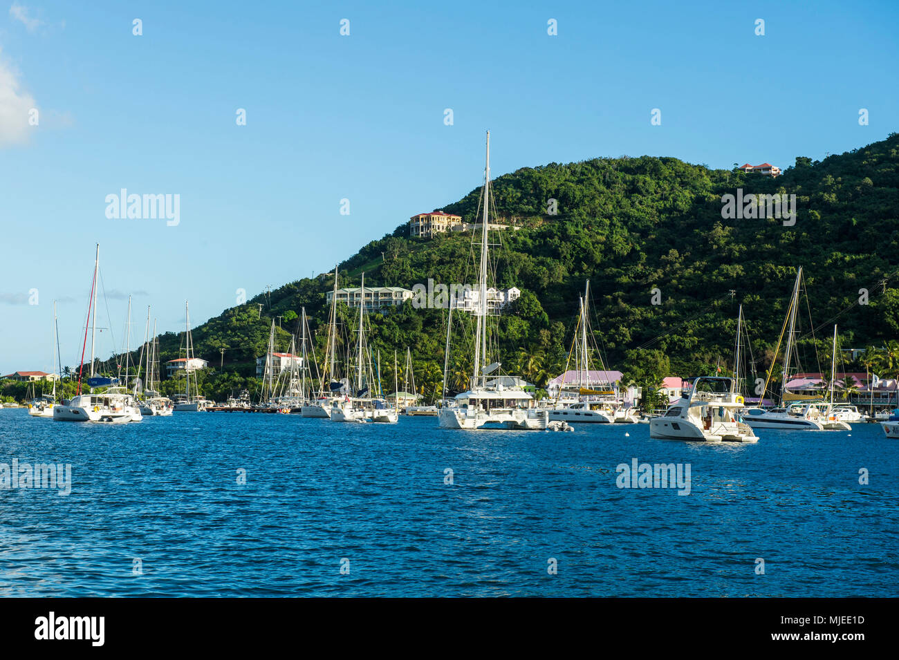 Sailing boat harbour on the West End of Tortola, British Virgin Island, Stock Photo