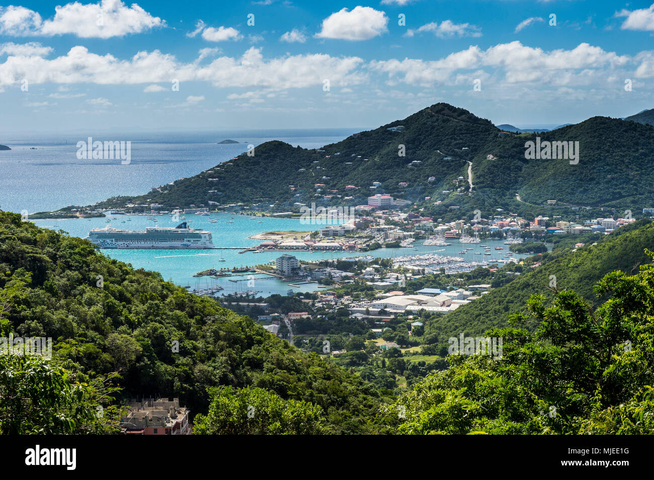 Overlook over Roadtown, Tortola, British Virgin Islands Stock Photo