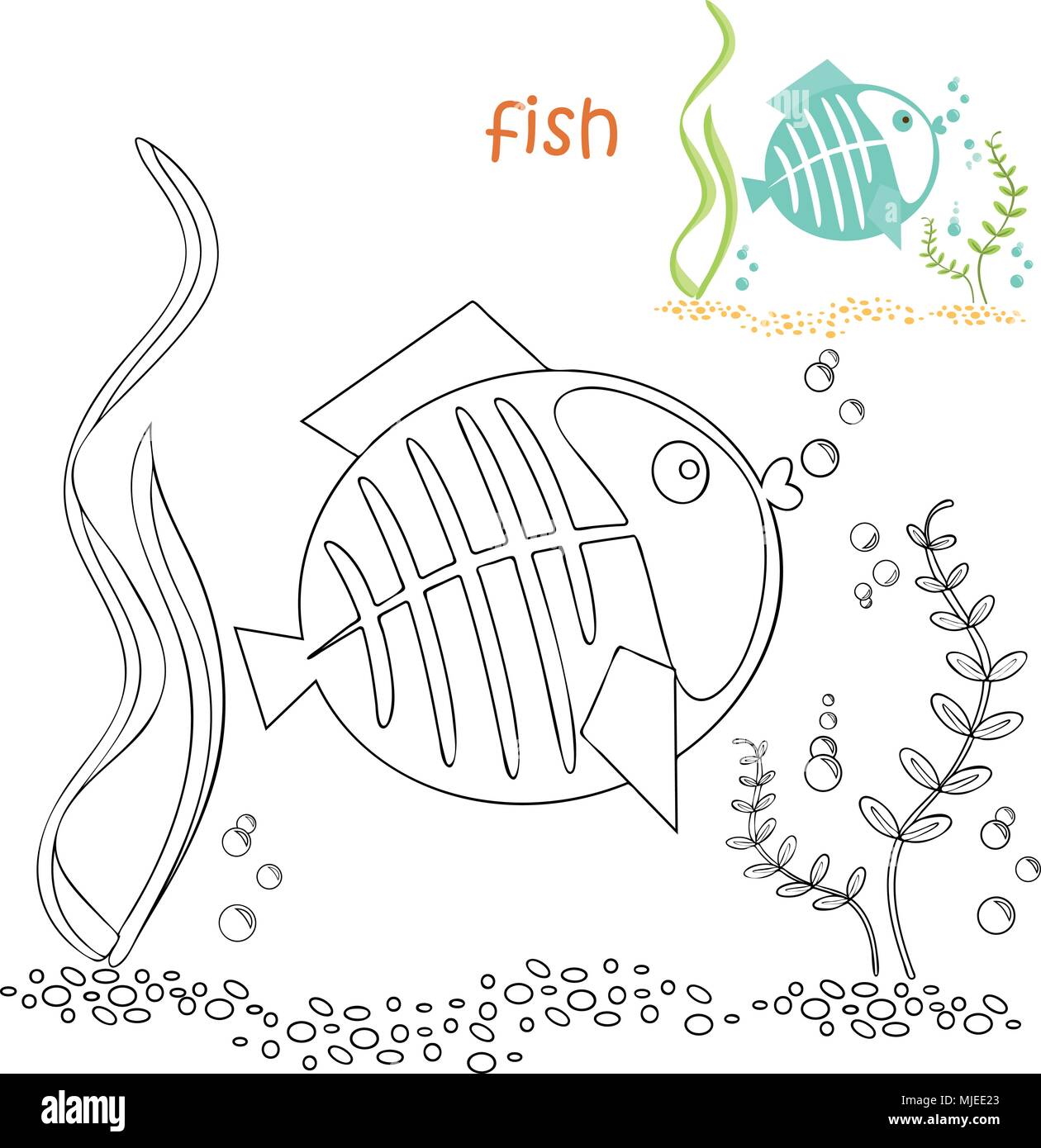 Fish coloring page drawing for kids hi-res stock photography and images ...