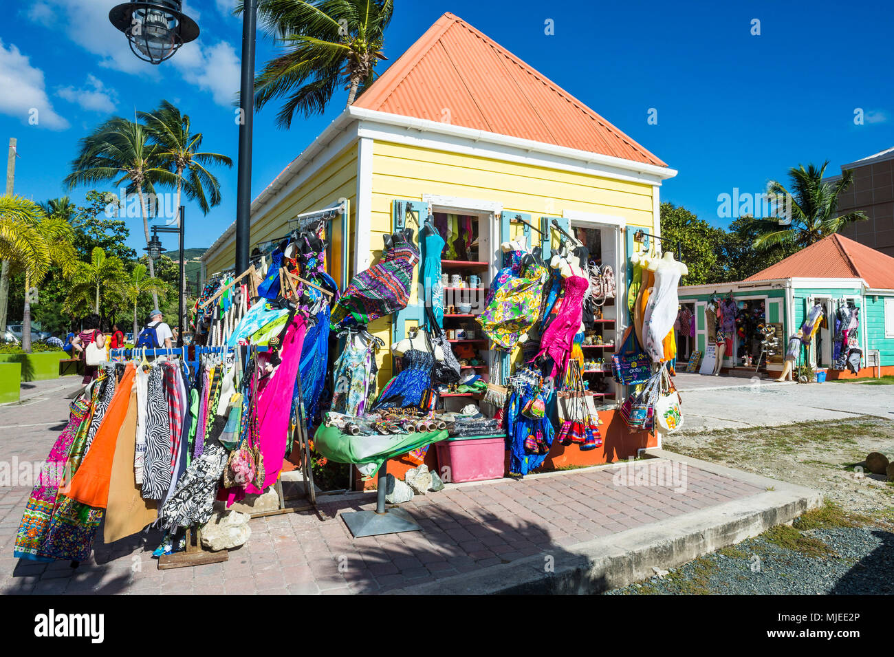 Colourful souvenir shops in Roadtown, Tortola, British Virgin Islands Stock Photo