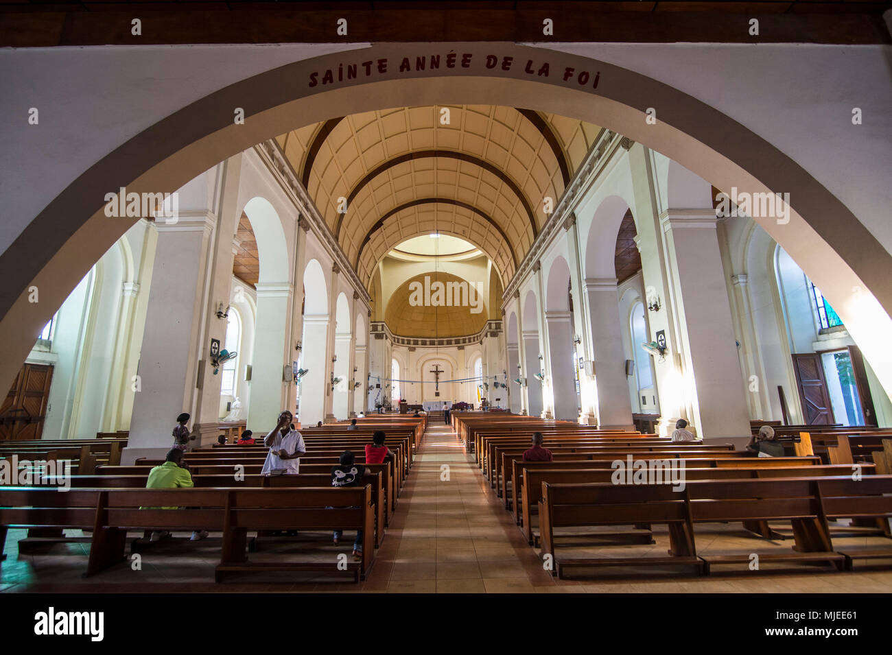 Inside the cathedral Notre Dame, Cap Haitien, Haiti Stock Photo