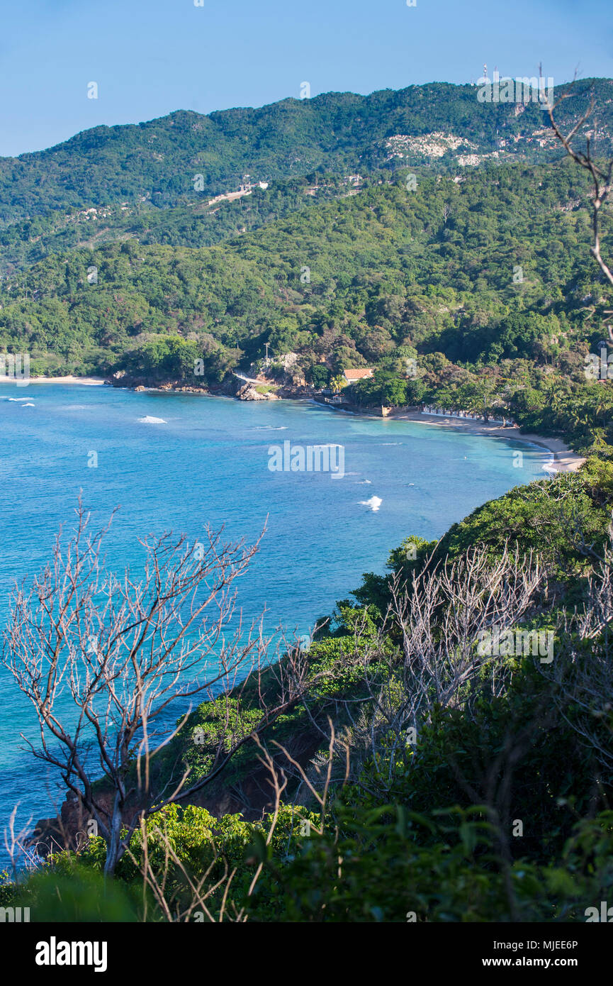 Overllook over the beautiful coastline of Labadie, Cap Haitien, Haiti, Caribbean Stock Photo