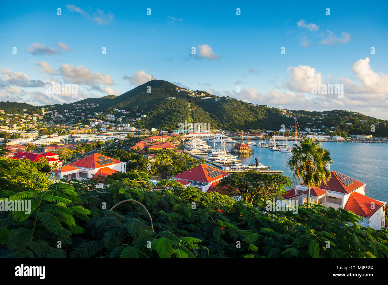 Overlook over Charlotte Amalie capital of St. Thomas, US Virgin Islands Stock Photo