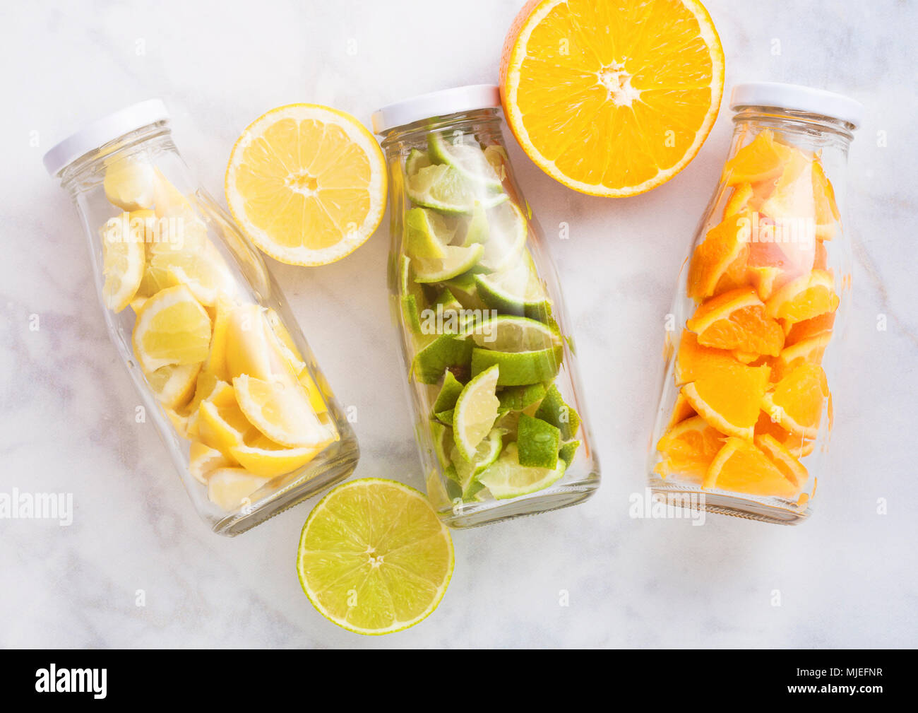 Water with lemon and orange slices