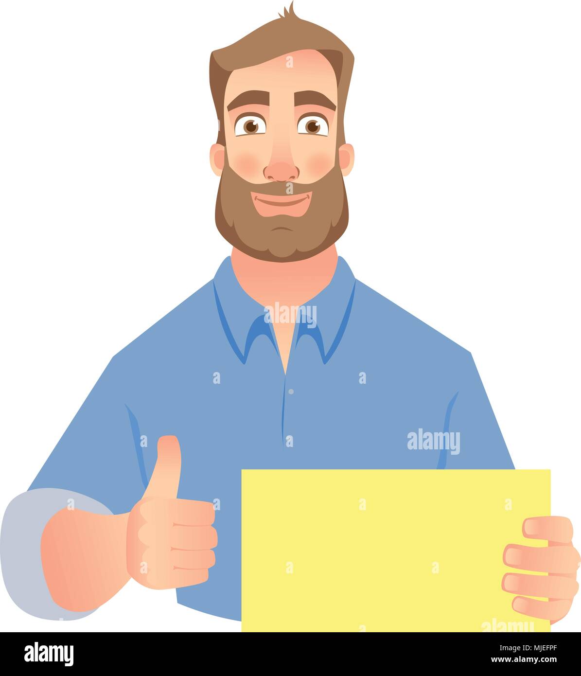 man holding blank sign Stock Vector