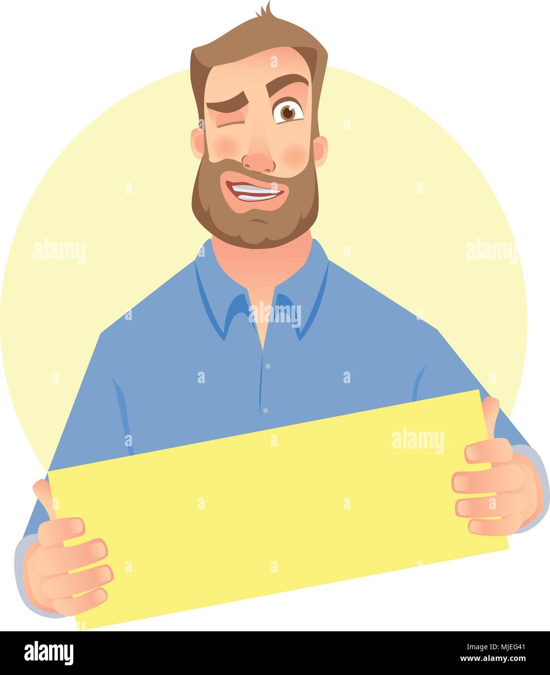 man holding blank signboard Stock Vector