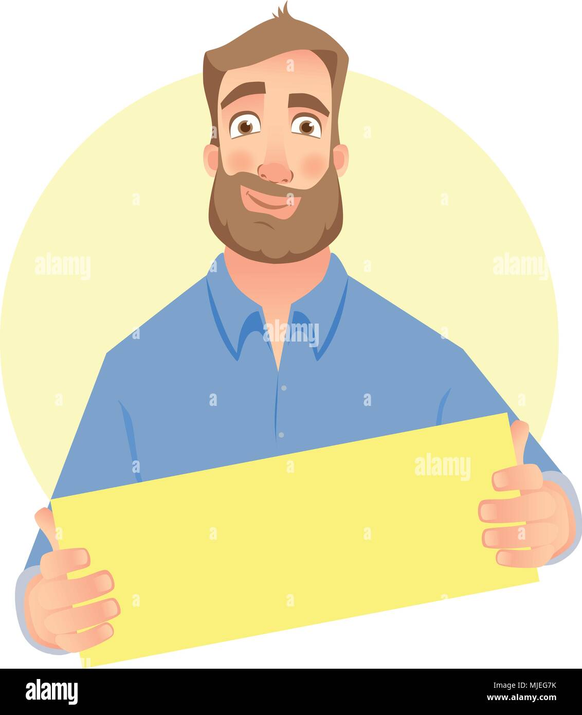 man holding empty paper Stock Vector