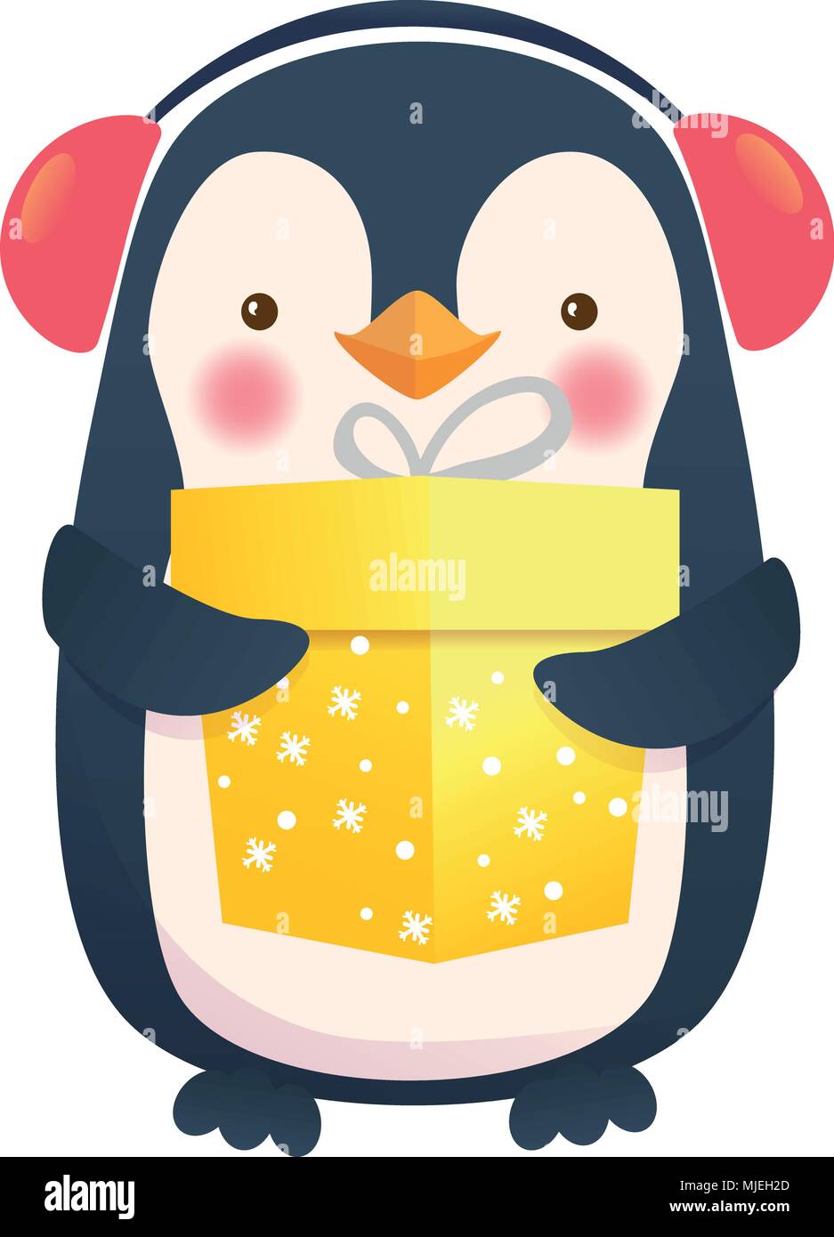 penguin with gift Stock Vector