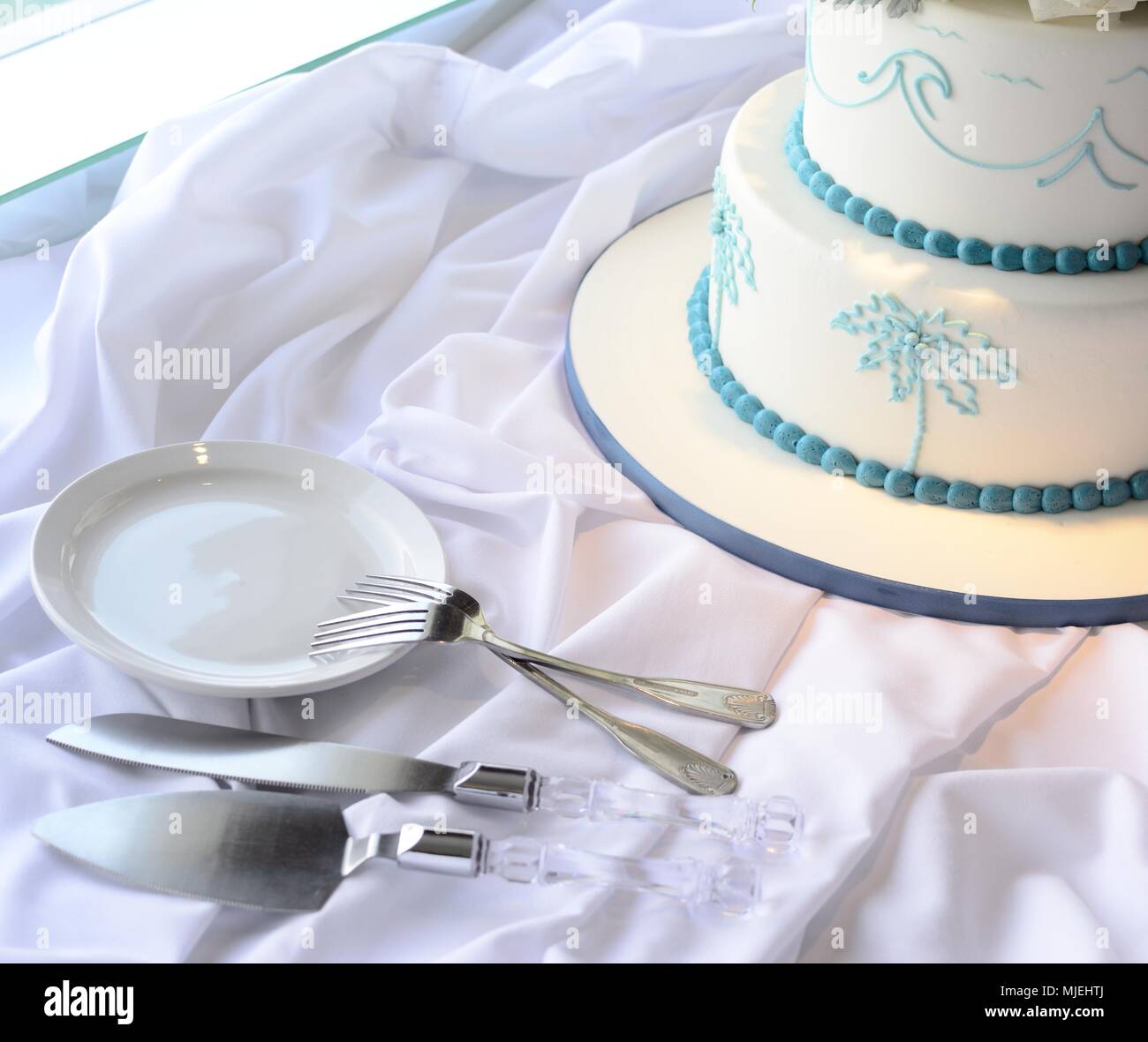 Tropical Themed Wedding Cake Stock Photo
