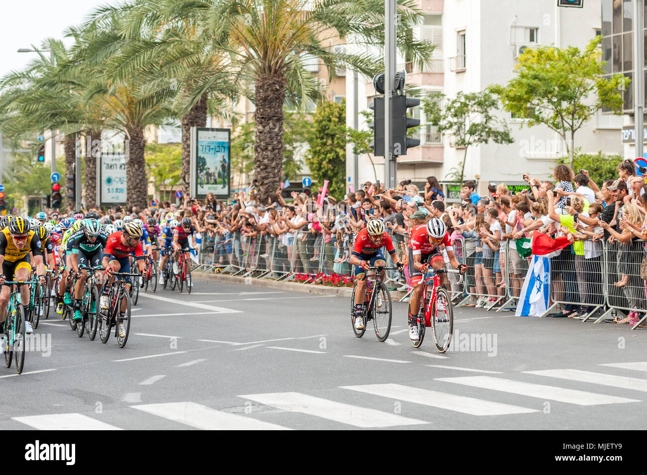 Tel Aviv-Yafo, Israel. 5 May 2018: Giro d'Italia - arrival in Tel Aviv (Michael Jacobs/Alamy live news) Credit: Michael Jacobs/Alamy Live News Stock Photo