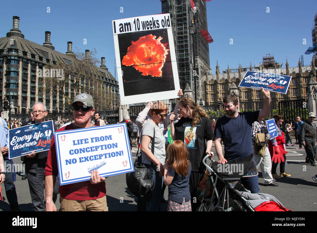 London, UK. 5th May, 2018. Pro-life demonstrators march through London Credit: Alex Cavendish/Alamy Live News Stock Photo