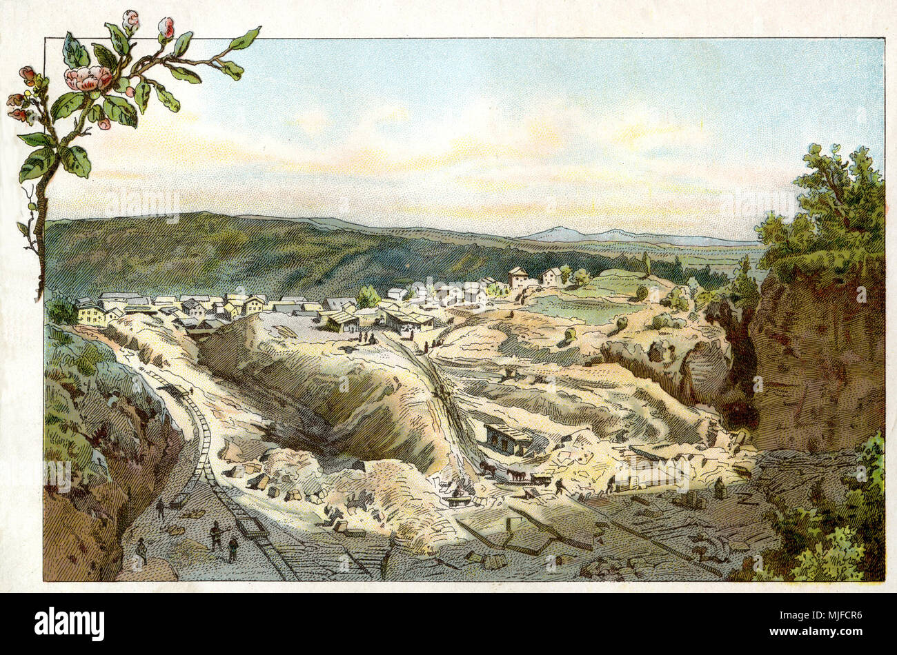 Solnhofen, stone quarry, stone pit, delf, limestone, 1889;1889 Stock
