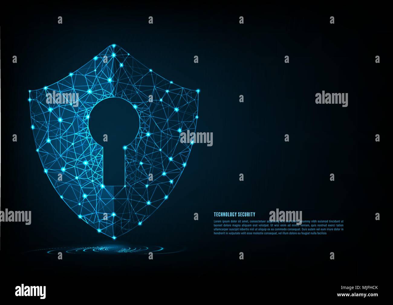 Cyber security concept: Shield With Keyhole icon on digital data ...