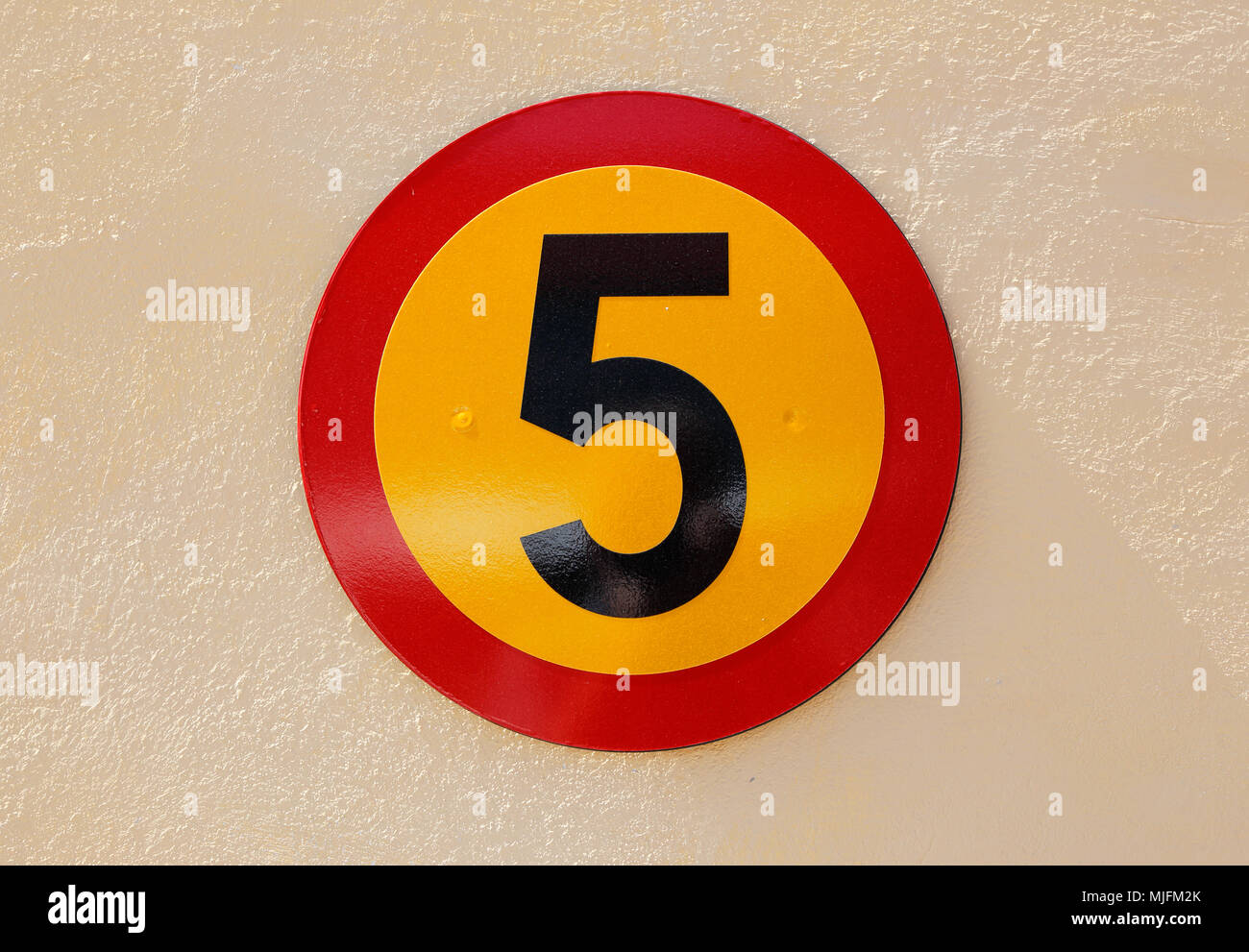 Speed Limit Sign Five Kmh Stock Photo Alamy