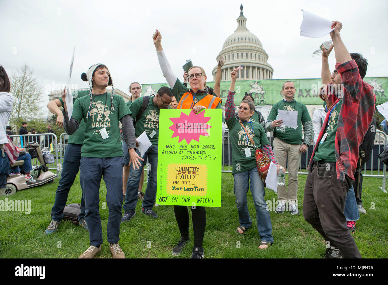 during the Tax March, an effort to encourage President Donald Trump to release his taxes in Washington, D.C. on April 15th, 2017. Stock Photo