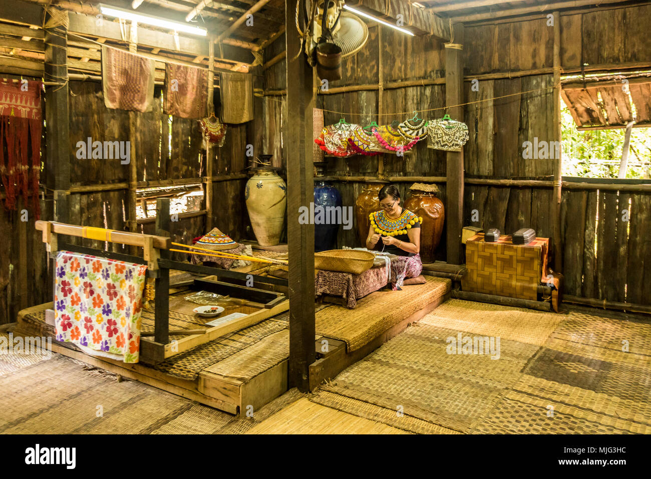 Long house inside and outside Sarawak Cultural Centre Sarawak Malaysia Borneo Stock Photo Alamy