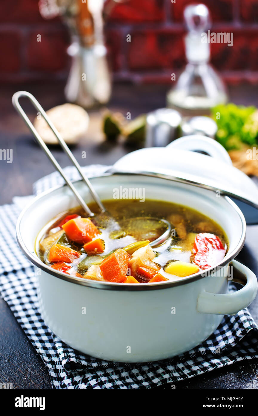 Homemade chicken vegetable soup, stock photo Stock Photo - Alamy