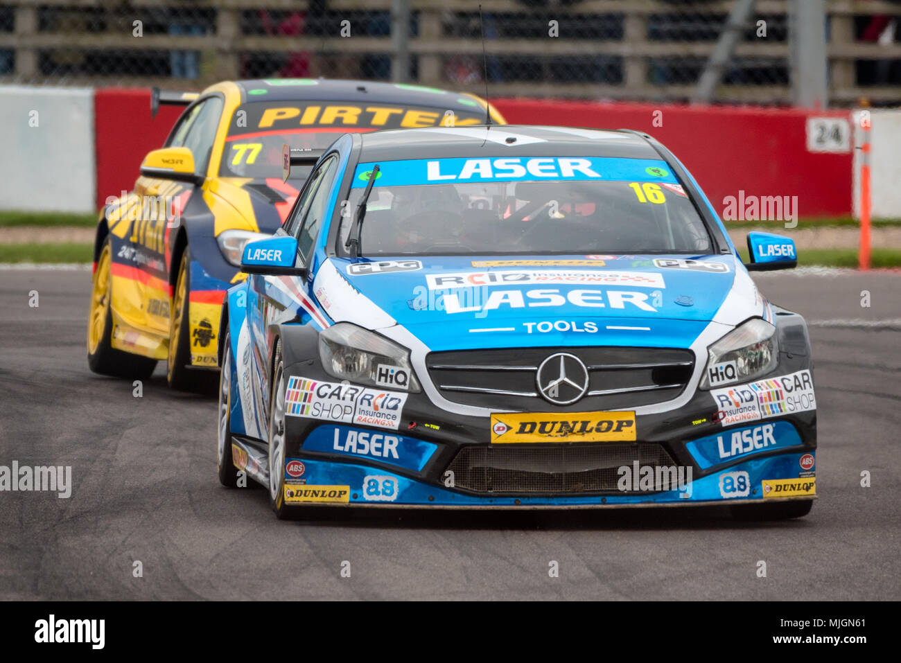 Sunday 29th April 2018, Aiden Moffat Mercedes-Benz A Class Dunlop MSA British Touring Car Championship BTCC at Donington Park Circuit, Derbyshire Stock Photo