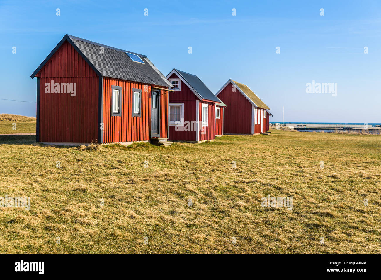 Kapelludden On Oland Sweden Red Wooden Fishing Cabins In A Row