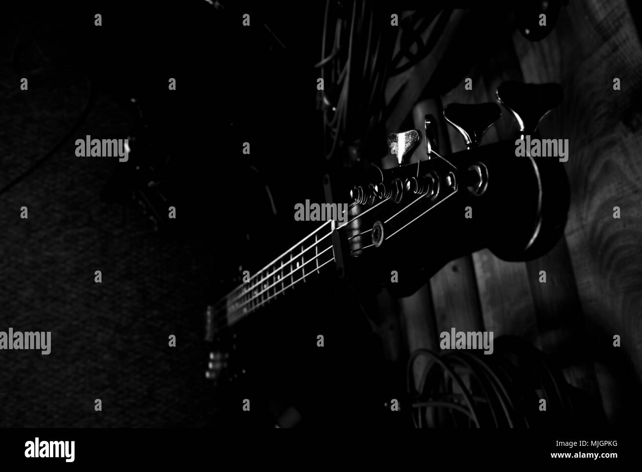 Bass Guitar In Music Studio. Musical Instruments and Equipment Stock Photo Alamy