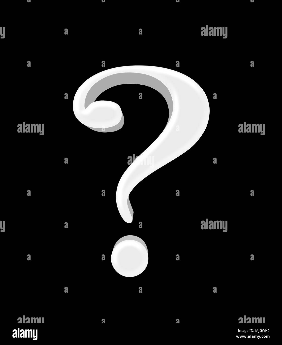 Stock Illustration Large Three Dimensional White Question Mark