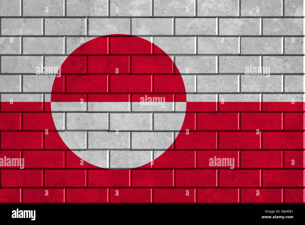 Greenland flag painted on a brick wall Stock Photo - Alamy