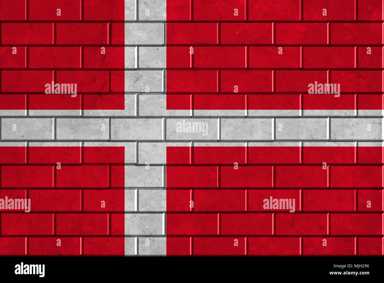 Denmark flag painted on a brick wall Stock Photo - Alamy