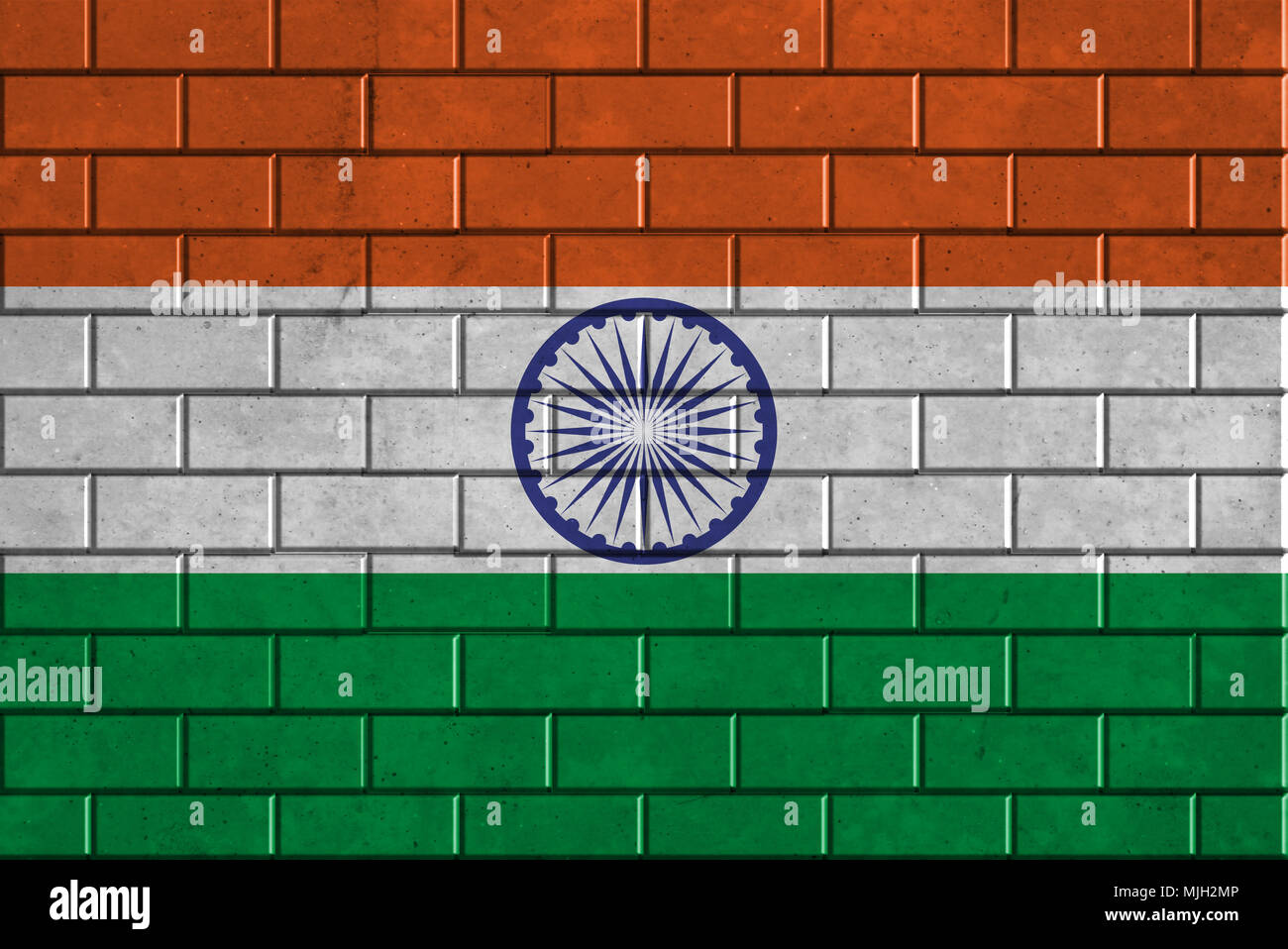 India flag painted on a brick wall Stock Photo - Alamy