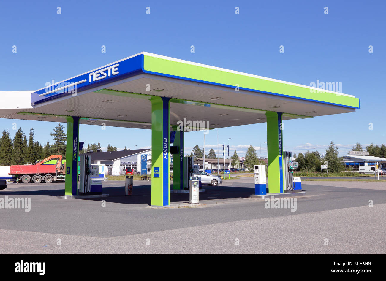 Tornio, Finland - July 20, 2016: Neste unmanned gasoline service station Stock Photo
