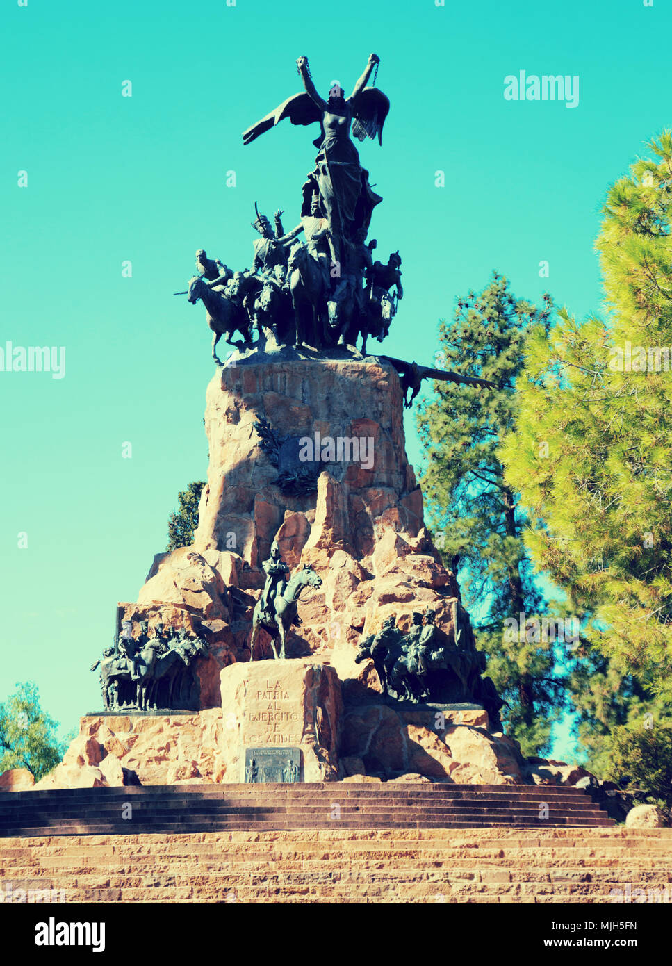 Monument at Cerro de la Gloria in Mendoza city in Argentina Stock Photo