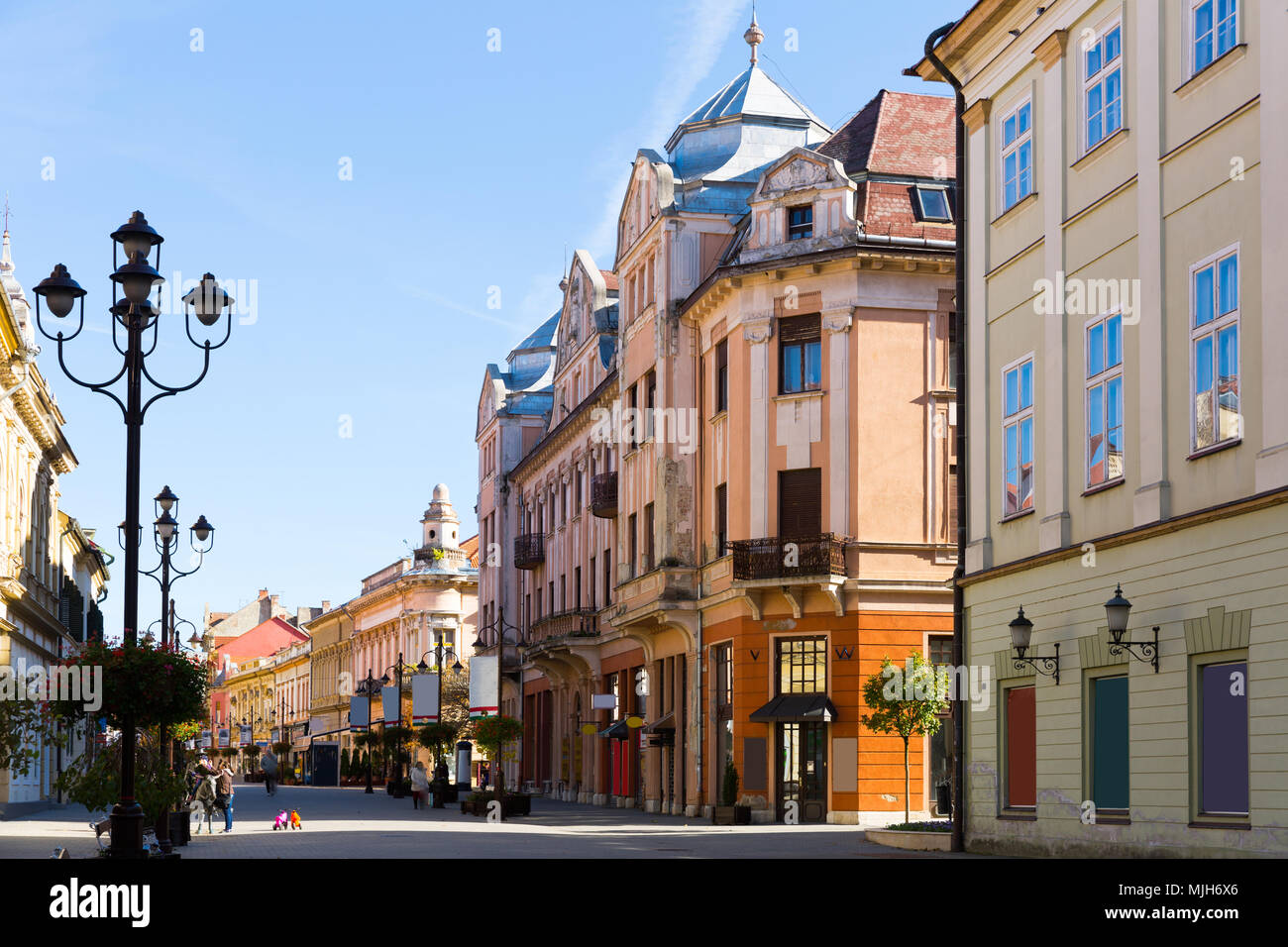 Small cozy houses in the old town center of Kaposvar, Hungary Stock Photo Alamy