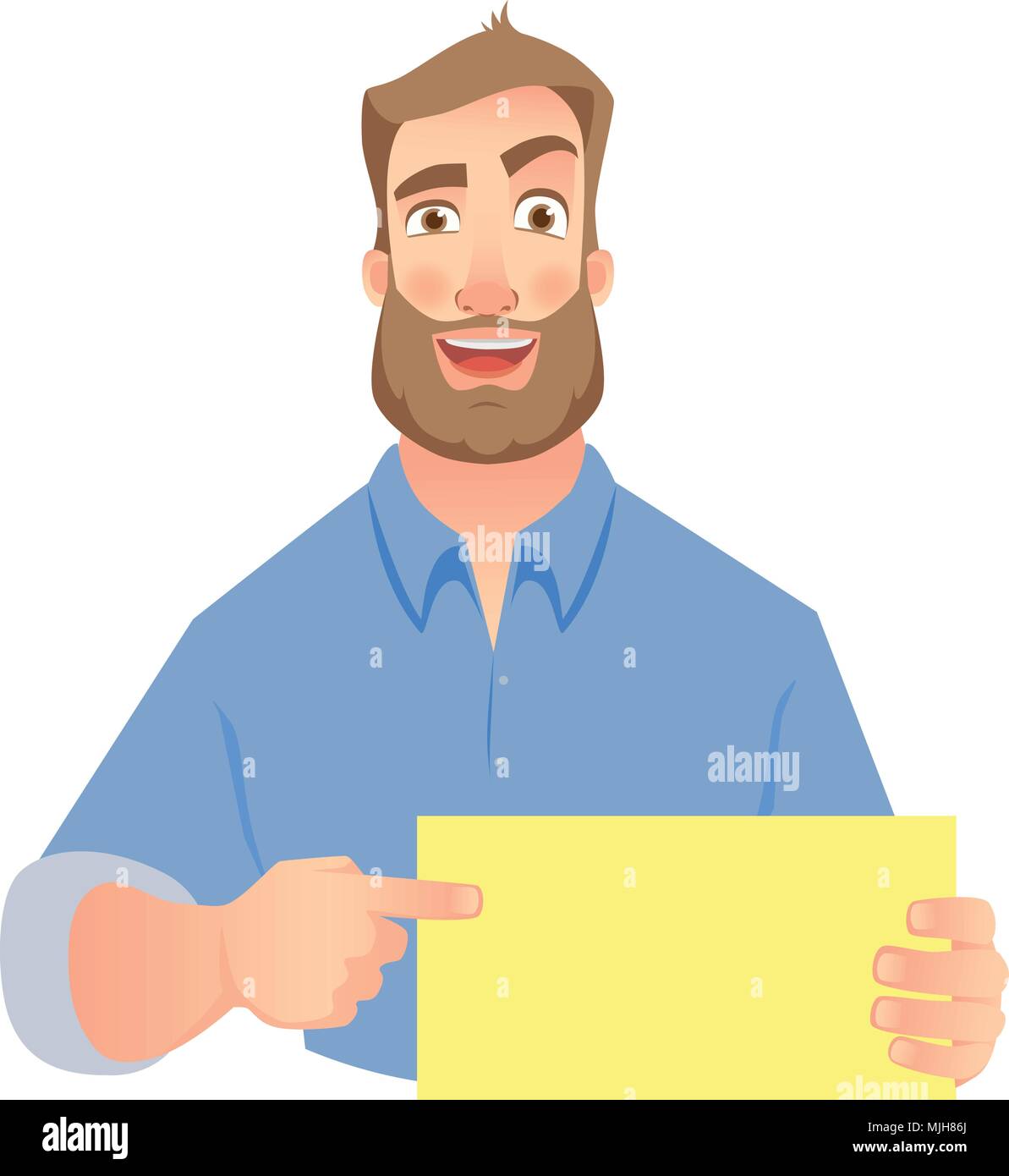 man holding blank sign Stock Vector