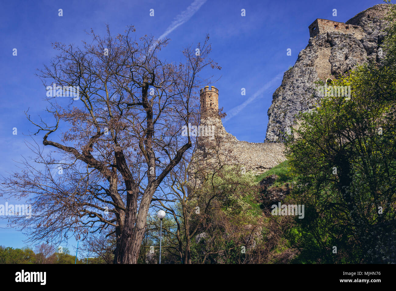 Castle in Devin, borough of Bratislava, one of the oldest castles in Slovakia Stock Photo