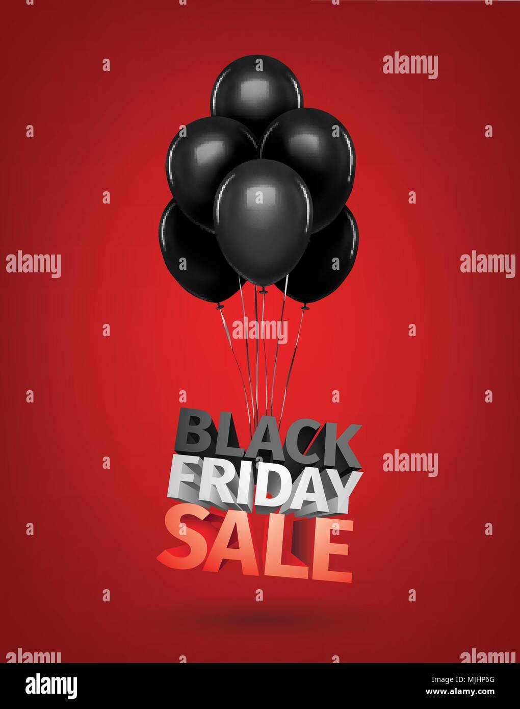 Group of balloons , sale message for shop. Balloons sale black friday 3d letters. Save money discount business retail shopping store banner . 3d vector ilustration Stock Vector