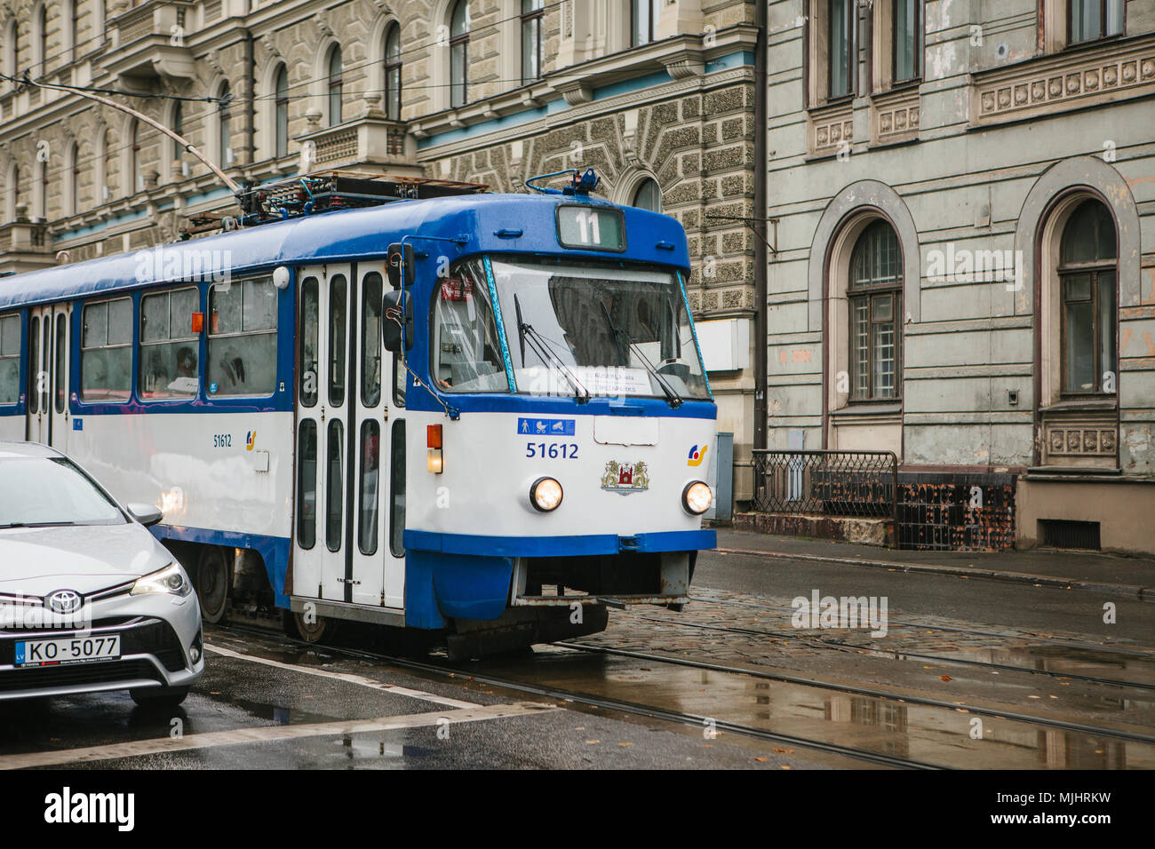 Riga blue tram hi-res stock photography and images - Alamy
