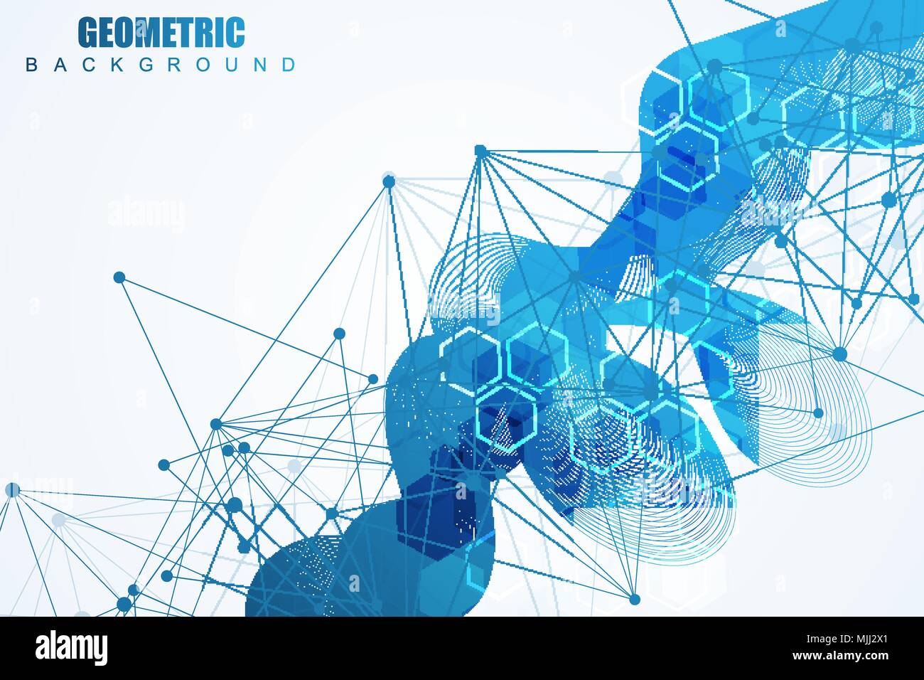 Geometric abstract background with connected line and dots. Structure ...