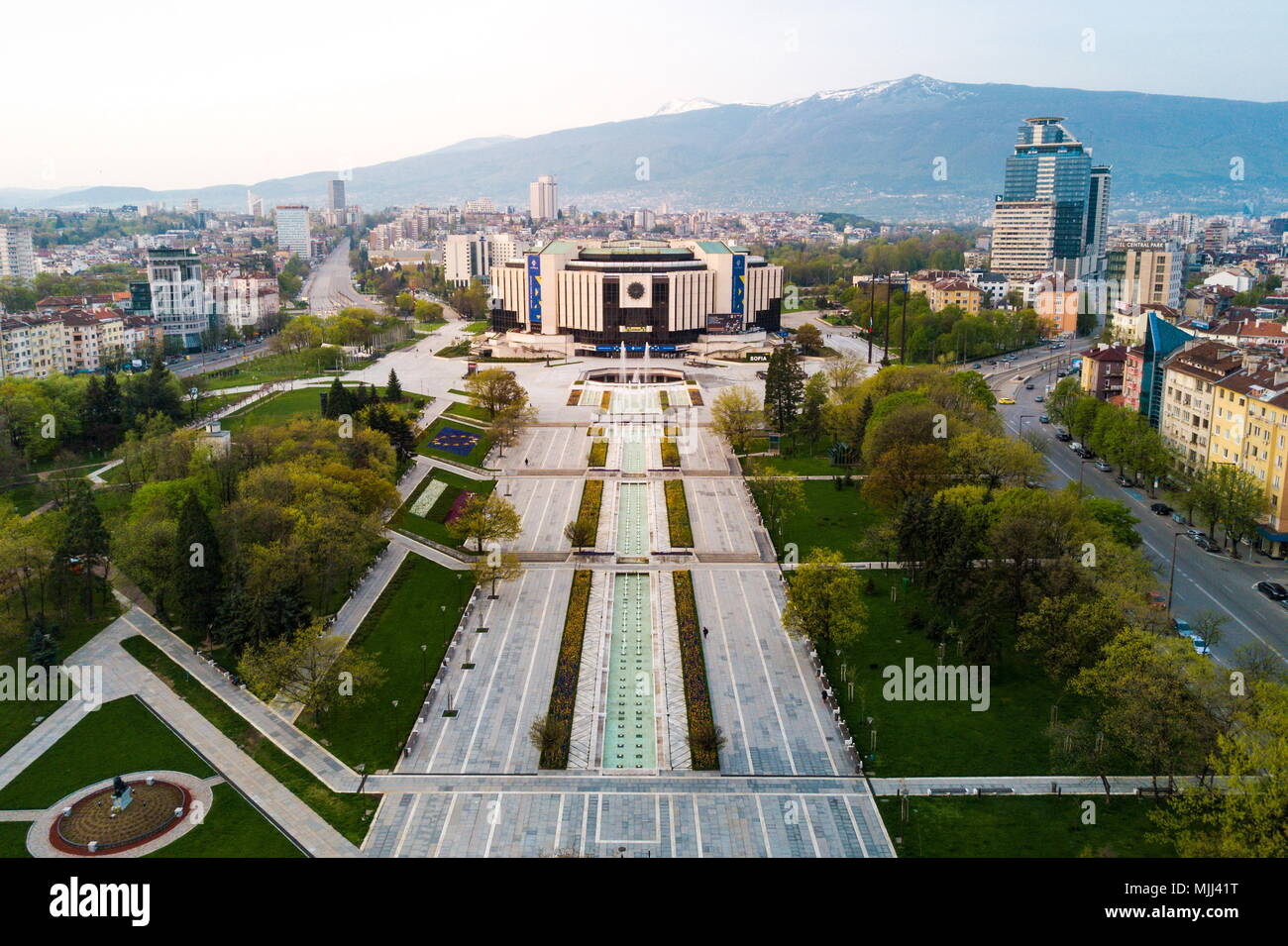 National palace of culture and the surrounding park and buildings in Sofia Bulgaria Stock Photo National palace of culture and the surrounding park and buildings in Sofia Bulgaria Stock Photo