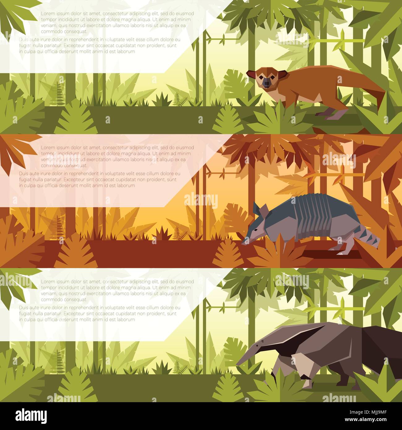 Set of banners with south america animals Stock Vector