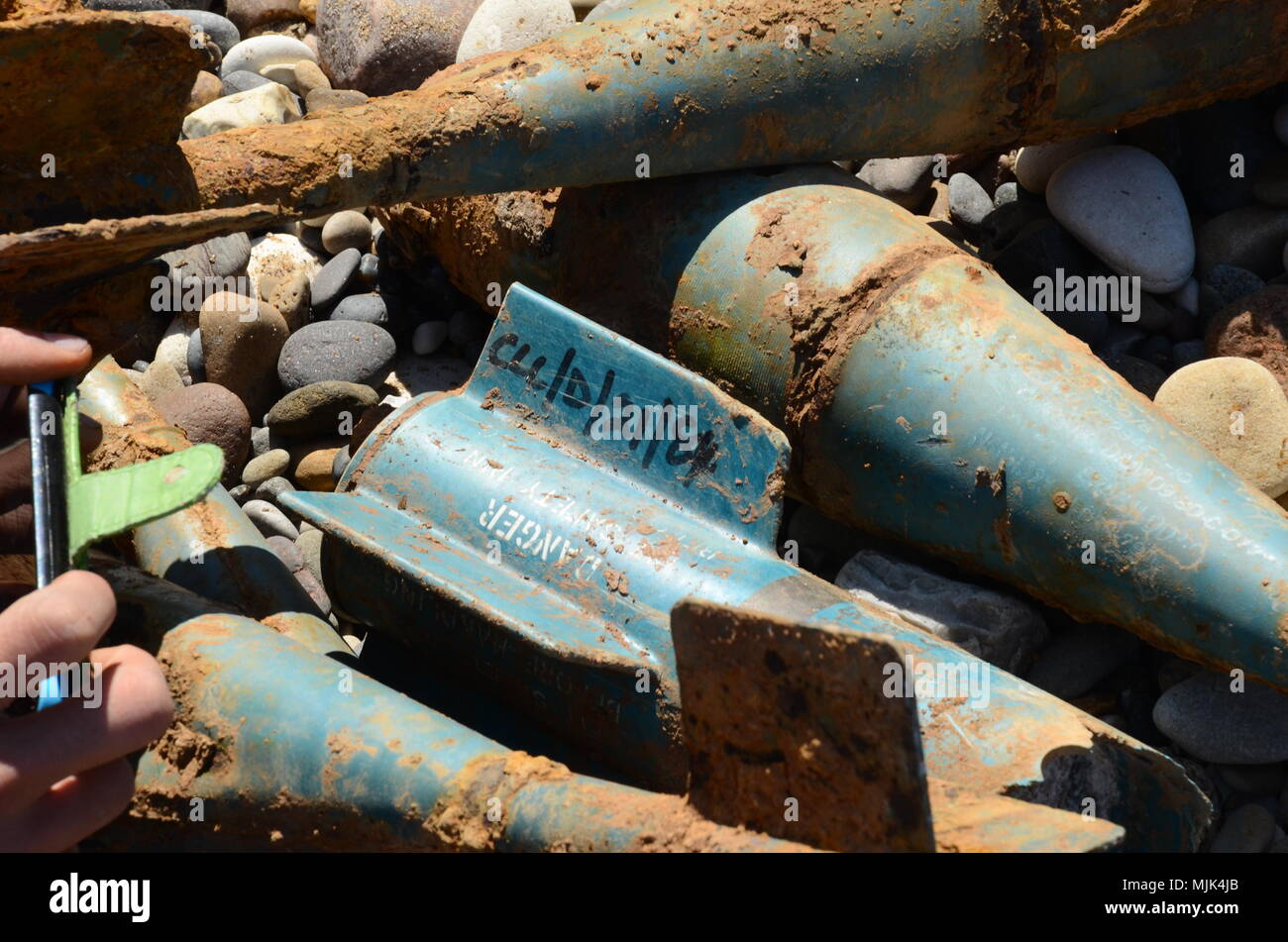 aircraft bombs and ammunition, air raid,iranian war Stock Photo