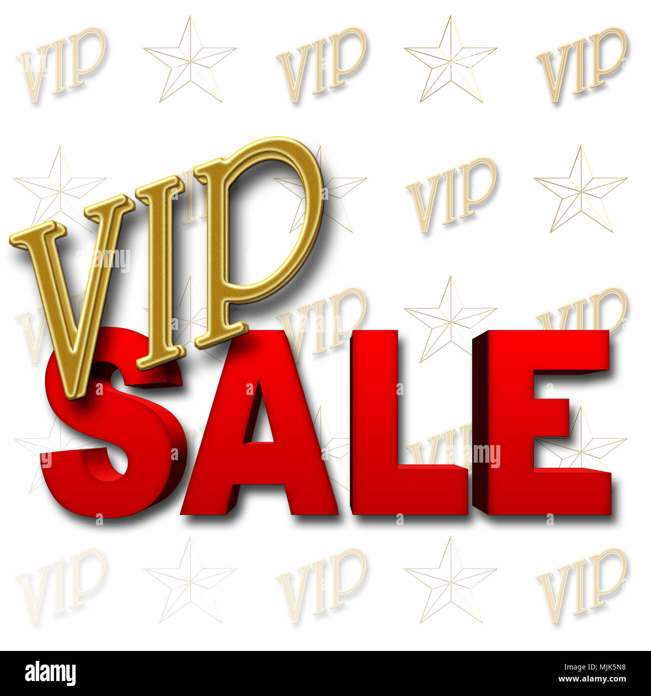 Stock Illustration - Large Red Text: Sale, Golden Text: VIP, 3D Illustratie, Against the White Background. Stock Photo