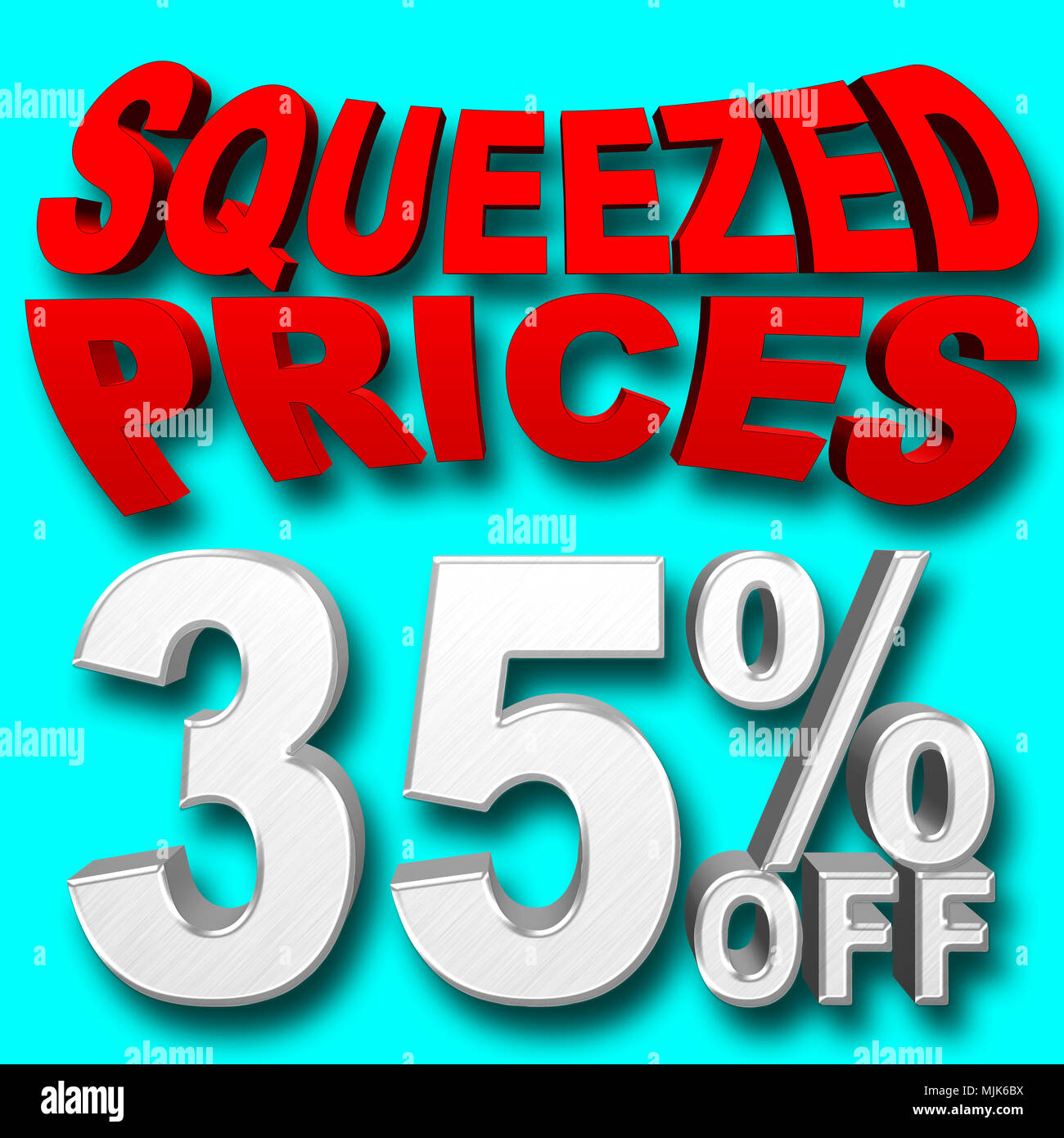 Stock Illustration - Large Shiny Silver Text: 35 Percentage Off, Red