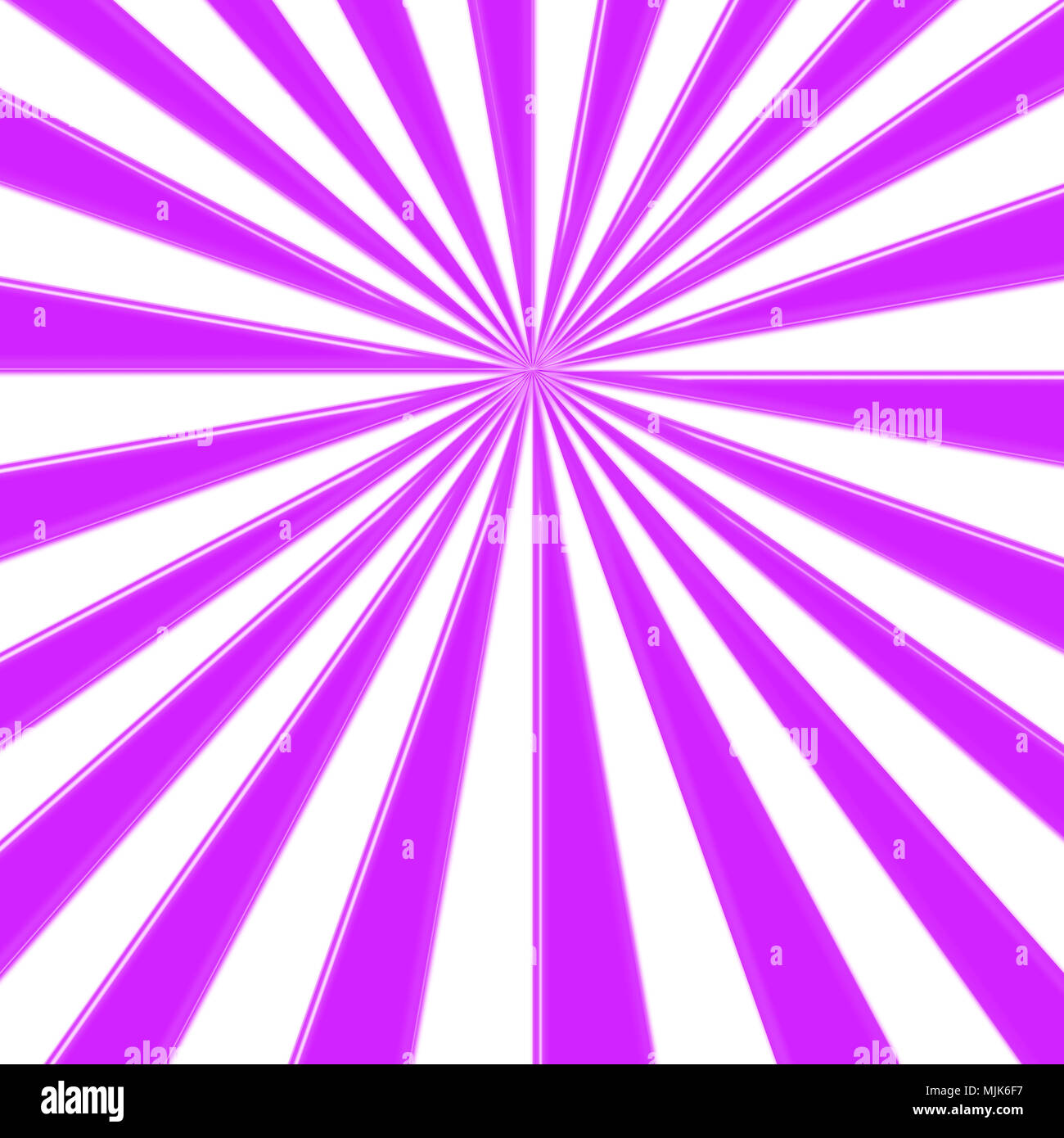Stock Illustration - Purple Colored Sunbeams Centered, Blank Copy Space, 3D Illustration, Basic Bright Purple Background. Stock Photo