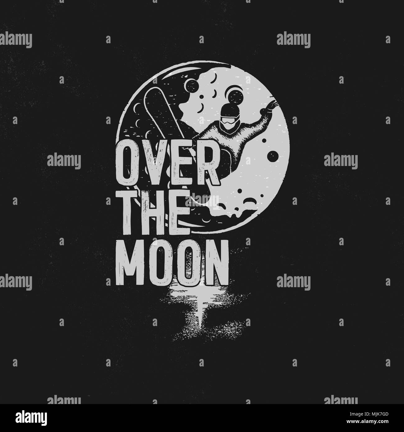 Over the moon poster design. Hand drawn 